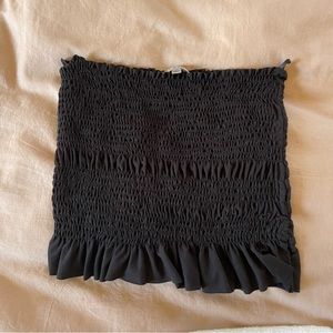 Smocked Tube Top With Ruffle Trim